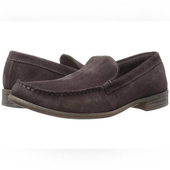 ROBERT WAYNE MAINE (DARK BROWN SUEDE LOAFERS Sz 10.5 SLIP ON CASUAL LOAFER SHOES - Picture 1 of 14